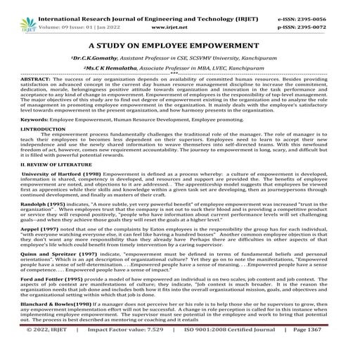 A STUDY ON EMPLOYEE EMPOWERMENT
