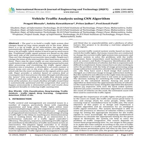 Vehicle Traffic Analysis using CNN Algorithm