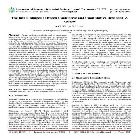 The Interlinkages between Qualitative and Quantitative Research: A Review