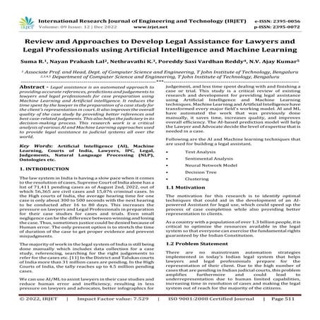 Review and Approaches to Develop Legal Assistance for Lawyers and Legal Profe...