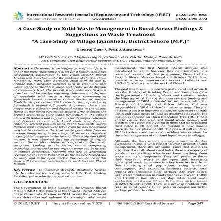 A Case Study on Solid Waste Management in Rural Areas: Findings & Suggestions...