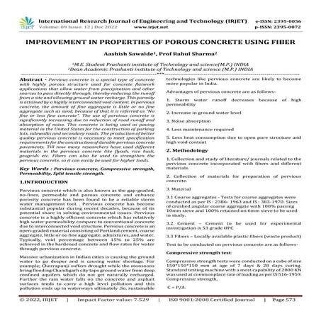 IMPROVEMENT IN PROPERTIES OF POROUS CONCRETE USING FIBER