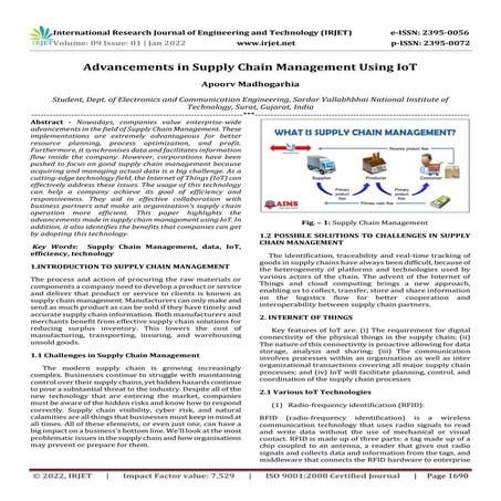 Advancements in Supply Chain Management Using IoT