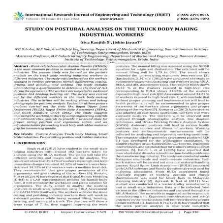 STUDY ON POSTURAL ANALYSIS ON THE TRUCK BODY MAKING INDUSTRIAL WORKERS
