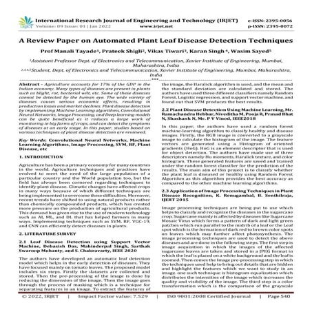 A Review Paper on Automated Plant Leaf Disease Detection Techniques