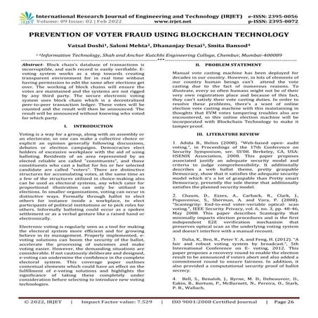 PREVENTION OF VOTER FRAUD USING BLOCKCHAIN TECHNOLOGY