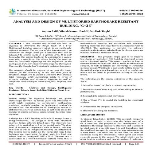 ANALYSIS AND DESIGN OF MULTISTORIED EARTHQUAKE RESISTANT BUILDING. “G+25”