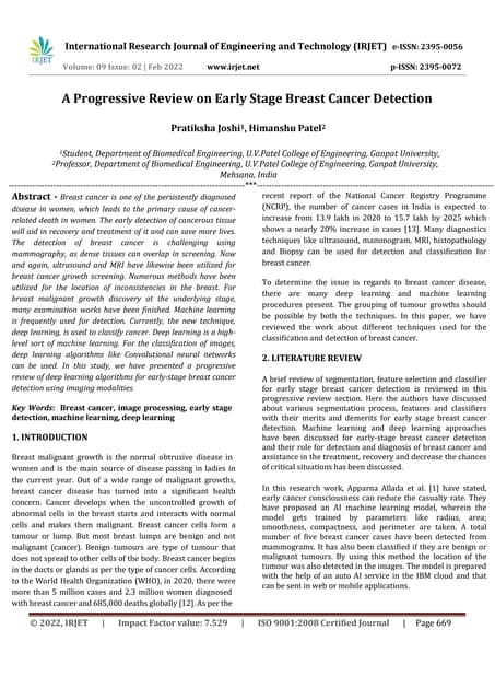 A Progressive Review on Early Stage Breast Cancer Detection