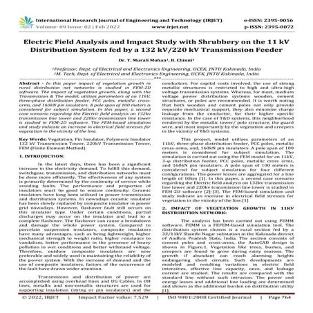 Electric Field Analysis and Impact Study with Shrubbery on the 11 kV Distribu...