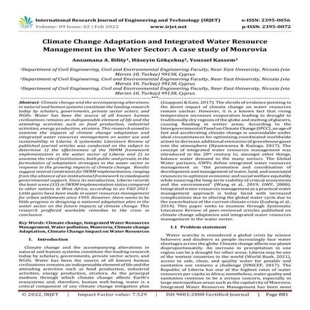 Climate Change Adaptation and Integrated Water Resource Management in the Wat...