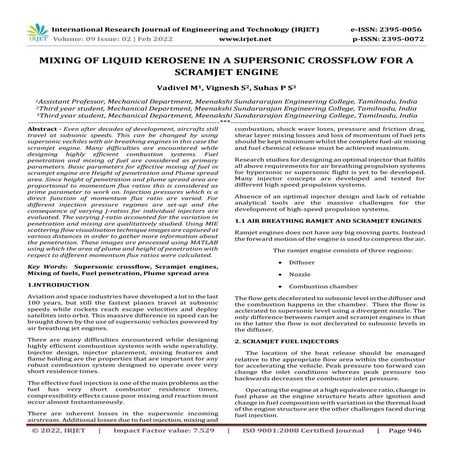 MIXING OF LIQUID KEROSENE IN A SUPERSONIC CROSSFLOW FOR A SCRAMJET ENGINE