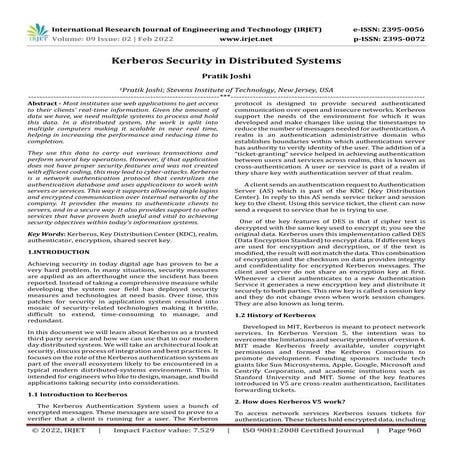 Kerberos Security in Distributed Systems