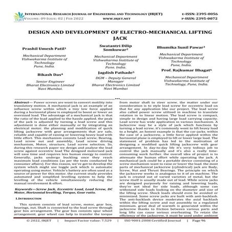 DESIGN AND DEVELOPMENT OF ELECTRO-MECHANICAL LIFTING JACK