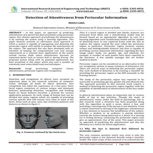 Detection of Attentiveness from Periocular Information