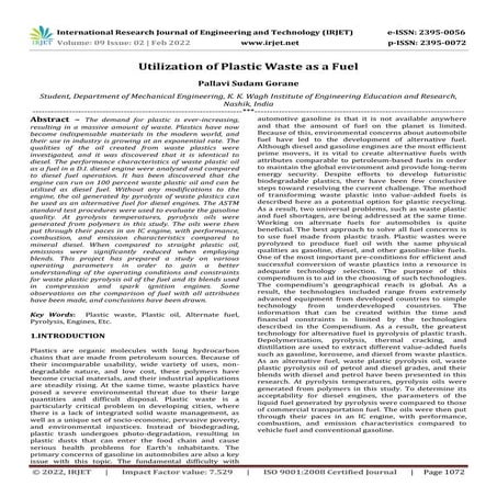 Utilization of Plastic Waste as a Fuel