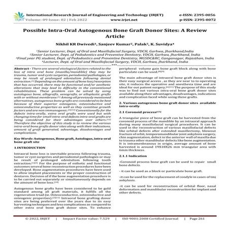 Possible Intra-Oral Autogenous Bone Graft Donor Sites: A Review Article ...