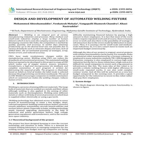 DESIGN AND DEVELOPMENT OF AUTOMATED WELDING FIXTURE