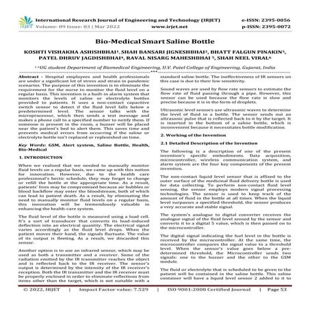 Bio-Medical Smart Saline Bottle