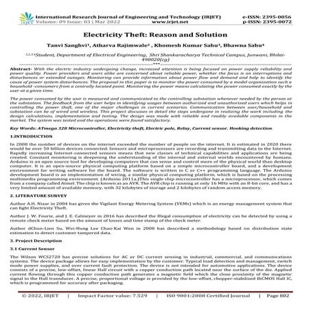 Electricity Theft: Reason and Solution