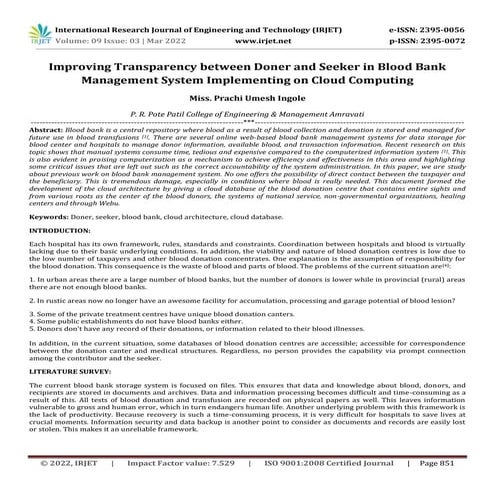 Improving Transparency between Doner and Seeker in Blood Bank Management Syst...