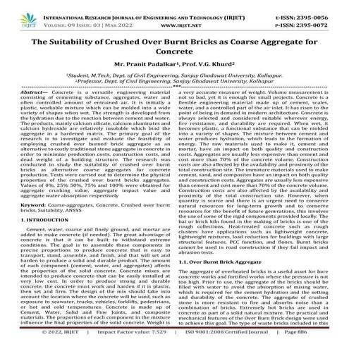 Use of Over-Burnt Bricks as Coarse aggregate in Concrete | PDF