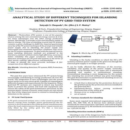 Analysis of active islanding detection techniques for gridconnected ...