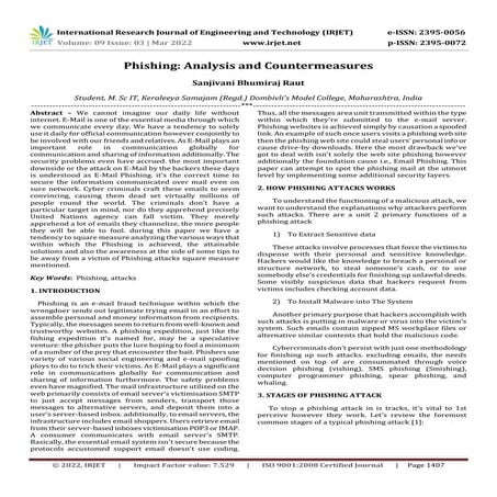 Phishing: Analysis and Countermeasures