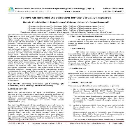 Forey: An Android Application for the Visually Impaired