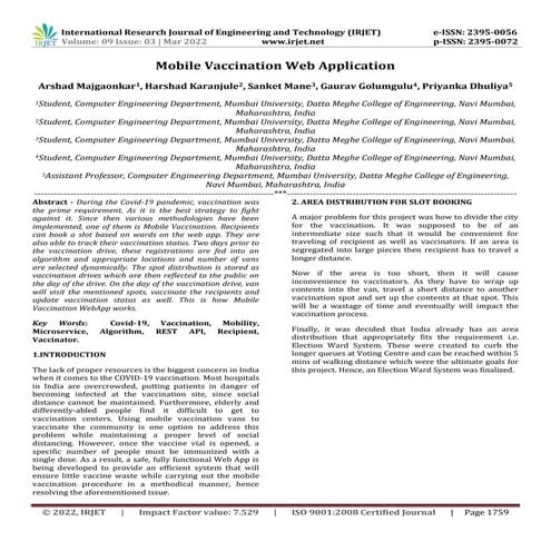 Mobile Vaccination Web Application