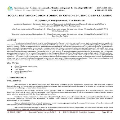 SOCIAL DISTANCING MONITORING IN COVID-19 USING DEEP LEARNING