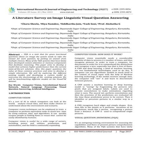 A Literature Survey on Image Linguistic Visual Question Answering