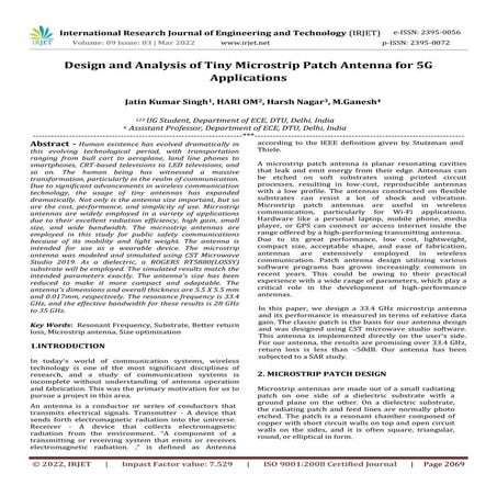 Design of Microstrip Patch Antenna for 5G Applications | PDF