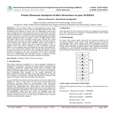 Finite Element Analysis of Bus Structure as per ECER29 | PDF