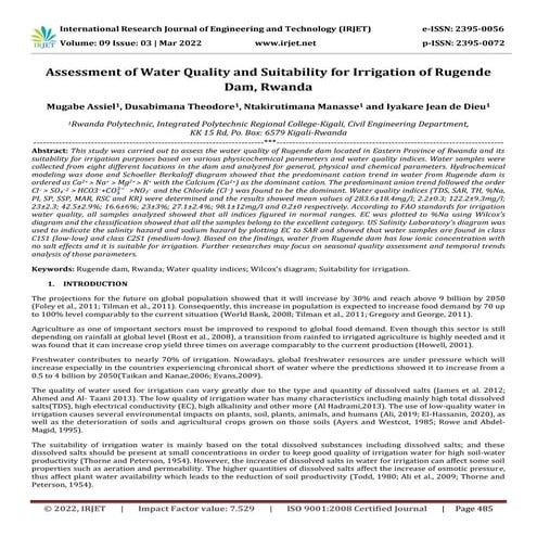 Assessment of Irrigation Water Quality Parameters of Water Resources ...