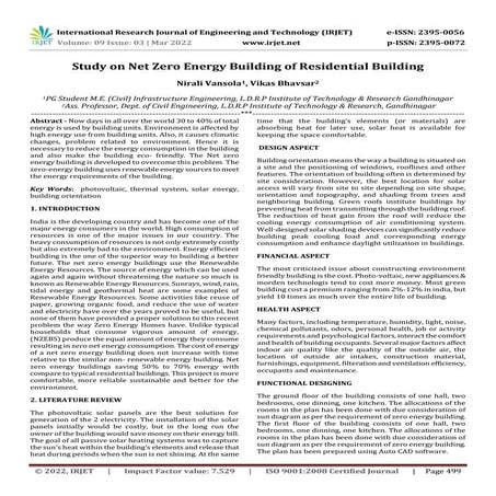 Study on Net Zero Energy Building of Residential Building