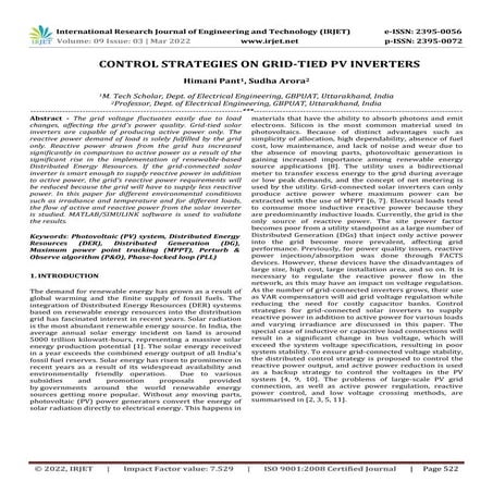 CONTROL STRATEGIES ON GRID-TIED PV INVERTERS