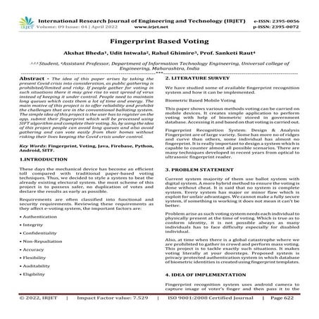 Fingerprint Based Voting