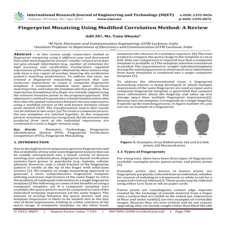 Fingerprint Mosaicing Using Modified Correlation Method: A Review