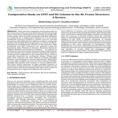 Comparative Study on CFST and RC Column in the RC Frame Structure: A Review