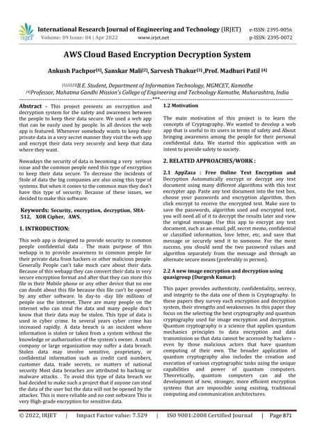 Mini Project on Data Encryption & Decryption in JAVA | PDF