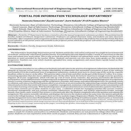 PORTAL FOR INFORMATION TECHNOLOGY DEPARTMENT