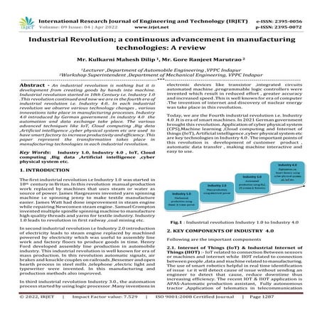 Industrial Revolution; a continuous advancement in manufacturing ...