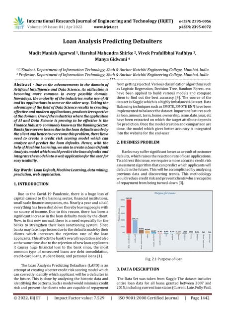Loan Analysis Predicting Defaulters