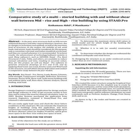 Comparative study of a multi – storied building with and without shear wall b...