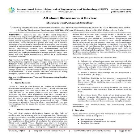 All about Biosensors- A Review