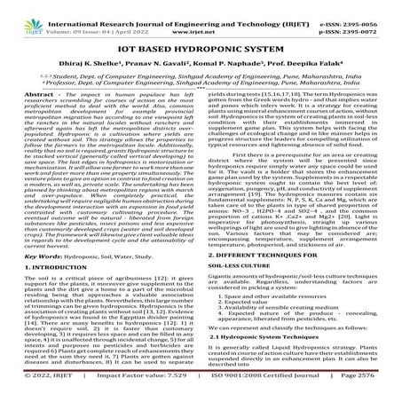 IOT BASED HYDROPONIC SYSTEM