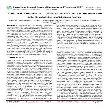 Credit Card Fraud Detection System Using Machine Learning Algorithm | PDF