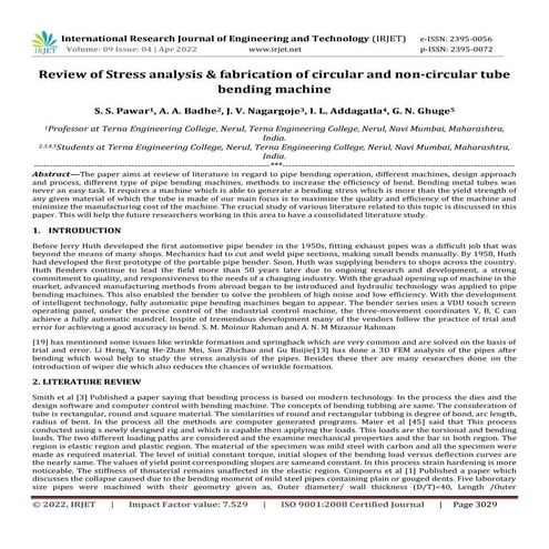 Review of Stress analysis & fabrication of circular and non-circular tube ben...