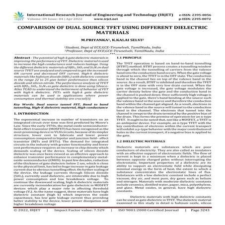 COMPARISON OF DUAL SOURCE TFET USING DIFFERENT DIELECTRIC MATERIALS