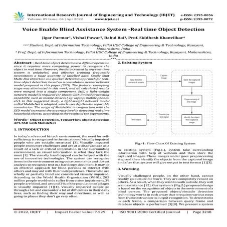 Voice Enable Blind Assistance System -Real time Object Detection
